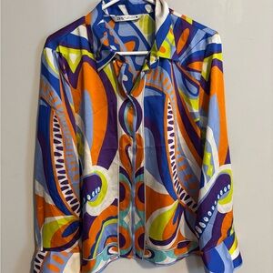 Zara Multicolor Abstract Women's Top